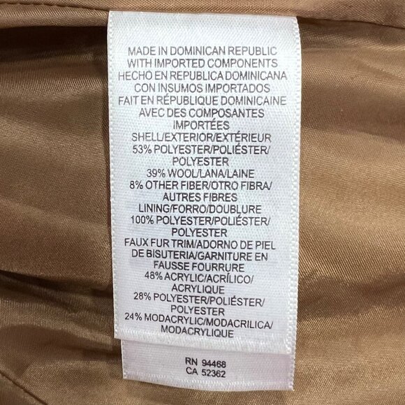 Liz Claiborne Womens Coat Wool Blend Faux Fur Detach Collar Cable Pattern‎ Sz M - Picture 10 of 14